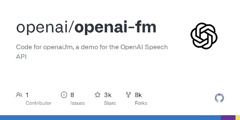 GitHub - openai/openai-fm: Code for openai.fm, a demo for the OpenAI Speech API
