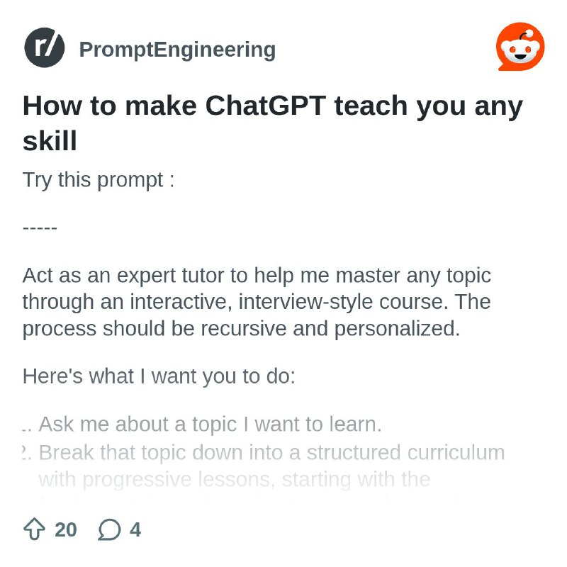 From the PromptEngineering community on Reddit